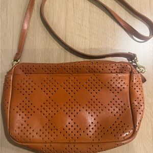 Chic Perforated Leather Crossbody Bag